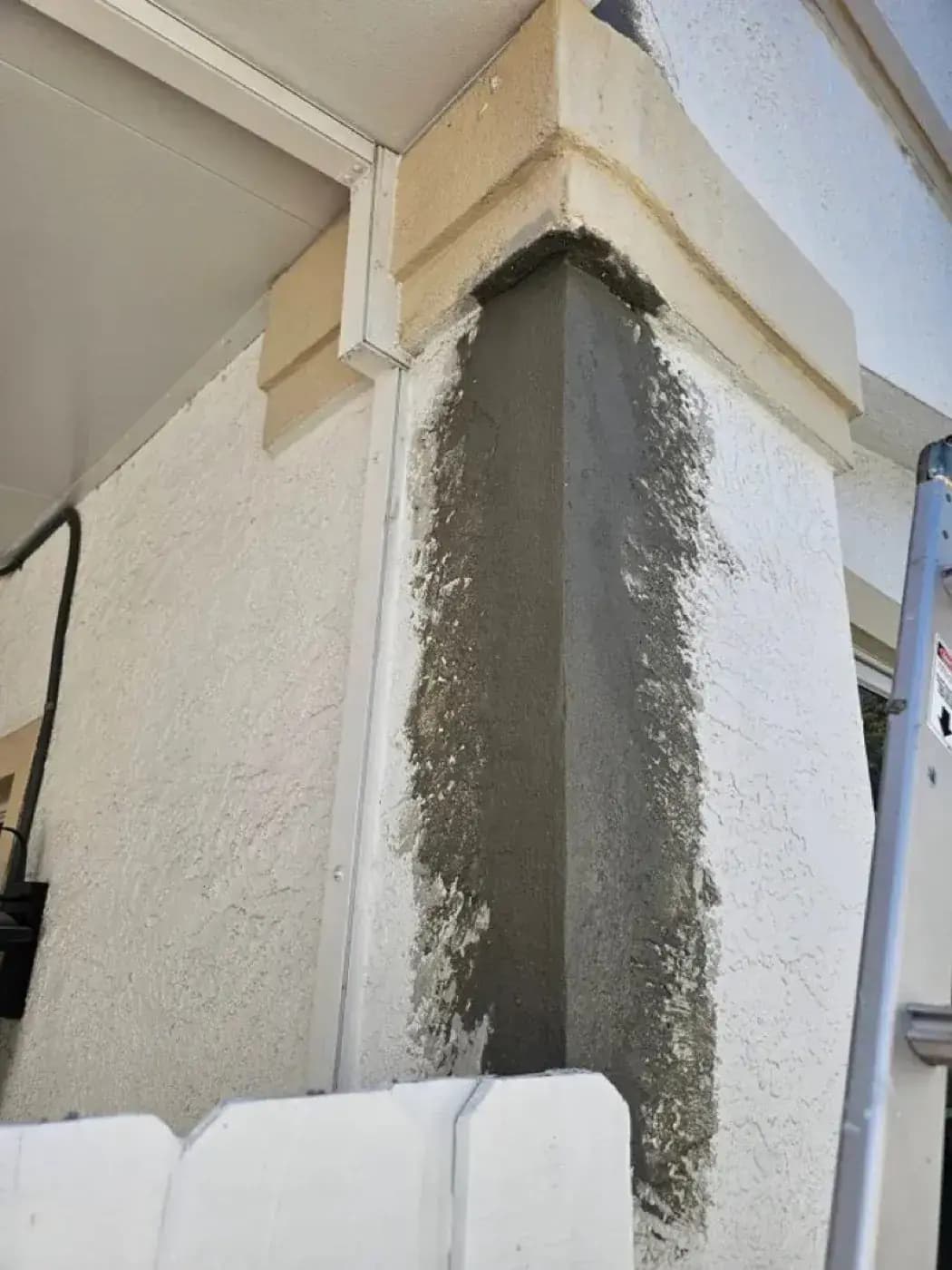 Repaired exterior wall corner